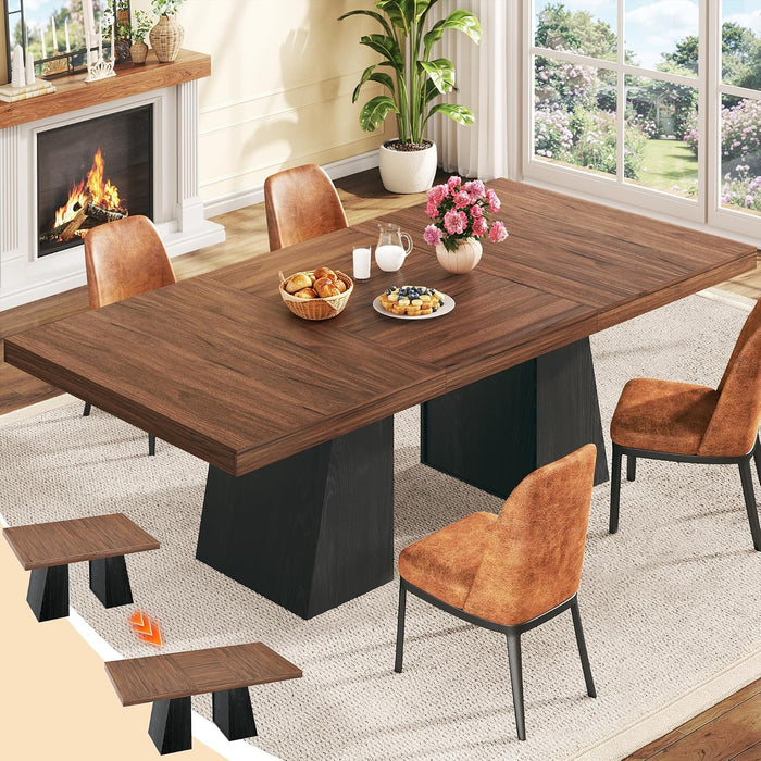 63" Extendable Rectangle Dining Table for 6-8, Wooden Table