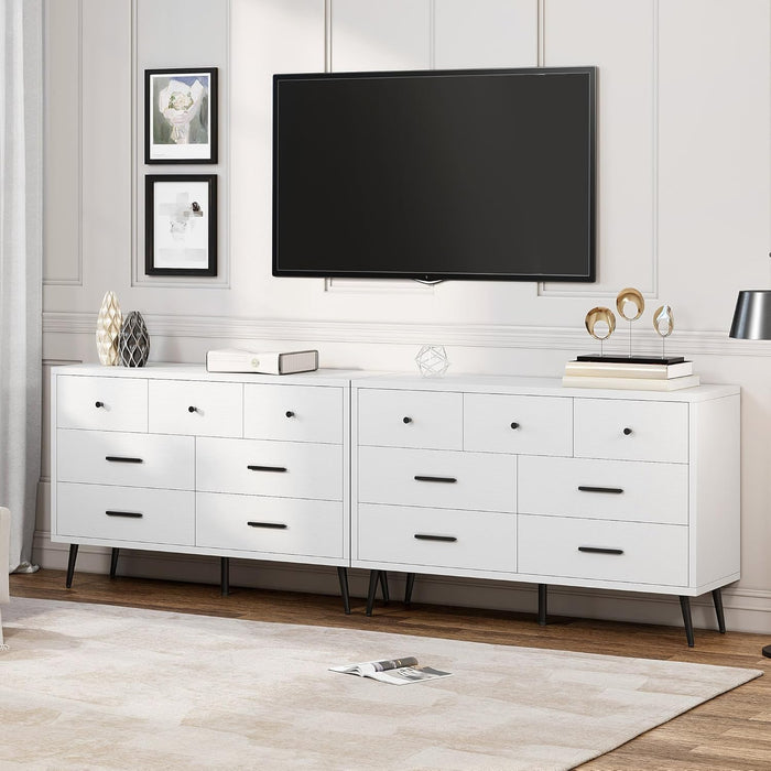 White 7 Drawer Dresser With AntiTip ConstructionQuality