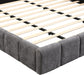 King Size Elegant Chenille Upholstered Platform Bed with Thick Headboard and Footboard, Block Style Upholstery Grounded Bed Frame, Gray