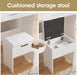 Vanity Desk with Mirror and Lights, Adjustable Brightness, White Vanity Table Set with Storage Drawer,Makeup Vanity Set with Cushioned Chair