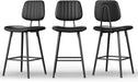 Bar Stools Set of 2, 24.6 Inch Counter Height Barstools, High Backrest Faux Leather Upholstered Counter Stools with Armless Footrest Modern Bar Chairs Tall Pub Stools for Kitchen Dining,Black