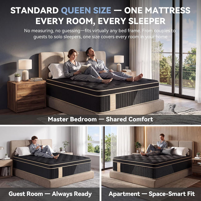 Queen Mattress, 12 Inch Hybrid Mattress Queen Size in a Box, Medium Firm