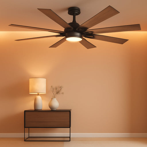 Black 60 Inch Farmhouse Ceiling Fan With Controllers
