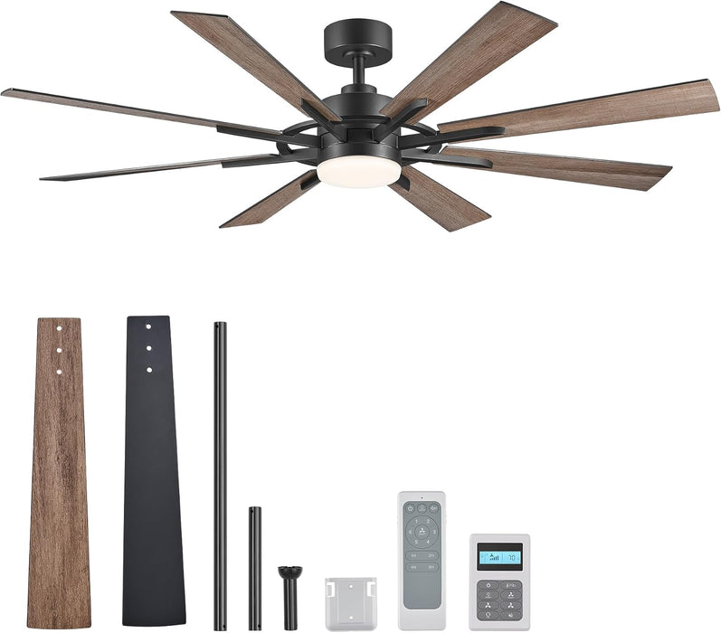 Black 60 Inch Farmhouse Ceiling Fan With Controllers