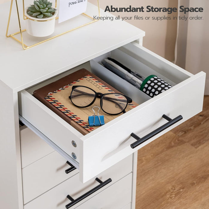 7-Drawer Chest, File Cabinet, Wooden File Cabinet, Office Cabinet with Drawers, Storage Cabinet, for Home Office, Study, Easy Assembly, White WT07WJ01
