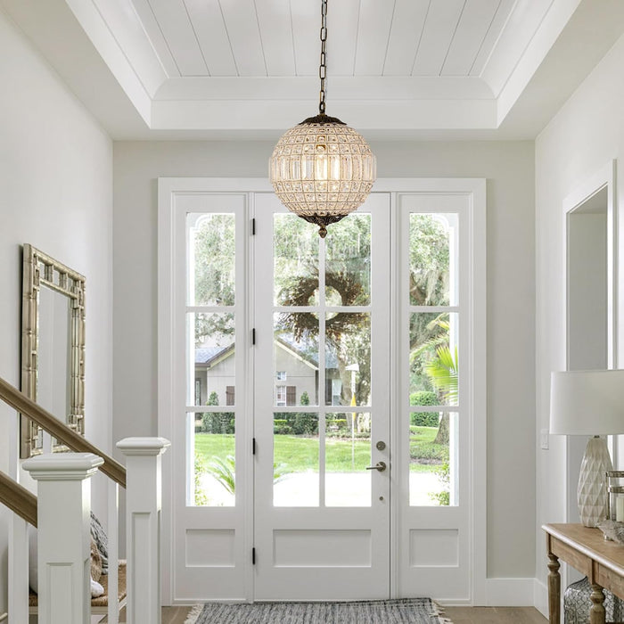 Antique Crystal Globe Chandelier 11.8 Bronze Finish