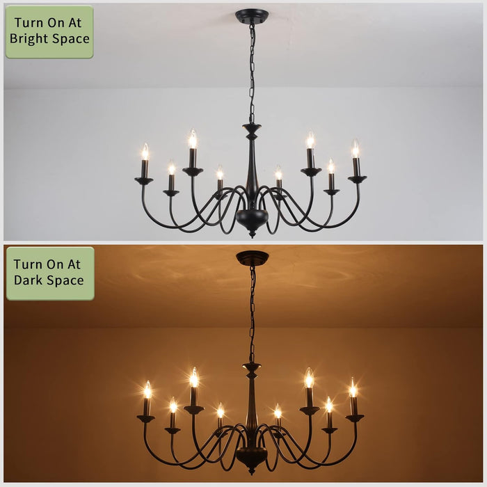 Farmhouse Chandeliers for Dining Room Light Fixtures 8 Lights Black Chandelier Light Fixture Ceiling Hanging Rustic Chandelier for Living Room Bedroom Entryway