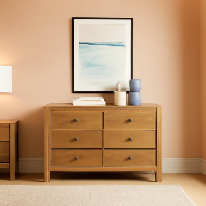 Rustic Oak Finish FiveDrawer Dresser With RoundKnobs