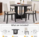 47.3" round Dining Set with 4 Upholstered Dining Chairs, Modern Dining Table Set for 4, 5-Piece round Dining Table Set for Living Room, Kitchen, Antique Black & Beige