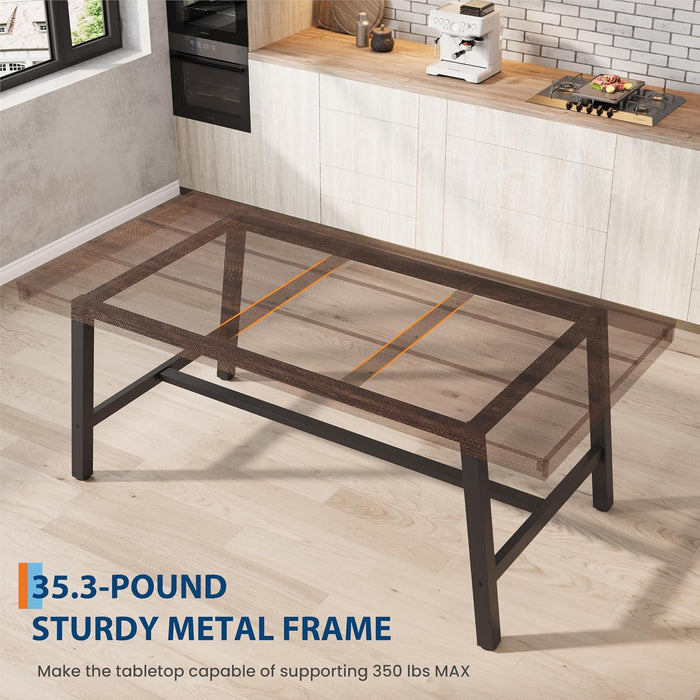 71" Large Kitchen Table, Industrial Wood Dining Table, Rustic Birch