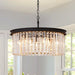 Modern Black Crystal Chandelier, 20" Small Pendant Lighting Fixture | Contemporary Ceiling Lights Fixtures Mini Chandelier 8 Lights for Dining Room Living Room Kitchen Hallway