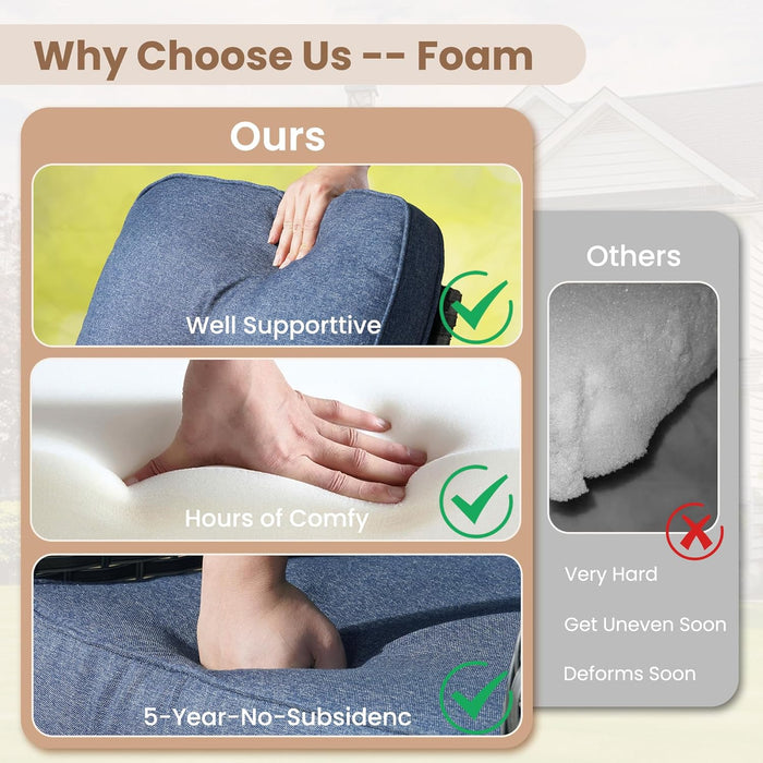 Patio Furniture Set,4 Pieces Outdoor Conversation Set,All Weather Wicker Loveseat Sofa Set with High Back Chairs Table,Denim Blue