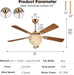 52" Crystal Chandelier Ceiling Fan with Lights - (Modern, Gold)