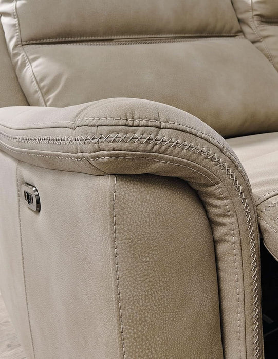 Next-Gen Durapella Power Reclining Sofa with Adjustable Headrest, USB, Extended Ottoman, Faux Leather, 80" W X 42" D X 42" H, Beige Sand