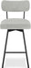 Giselle Swivel Bar Stools (Set of 2) - 29 Inch Seat Height Upholstered Metal Chairs in Light Grey Polyester Linen, Contemporary Seating for Kitchen or Bar with Cushioned Seat and Back