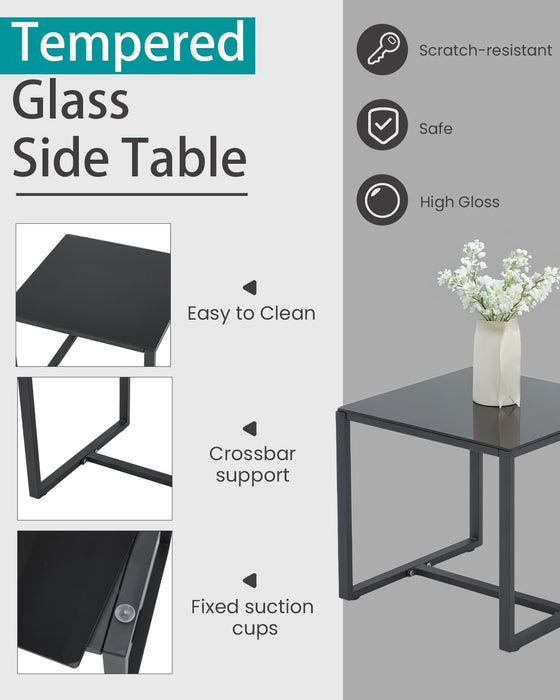 3 Pieces Patio Furniture Set, Outdoor Rattan Bistro Set with Coffee Table, Durable Steel Frame with Strapped Cushions for Garden, Balcony, Poolside, Backyard