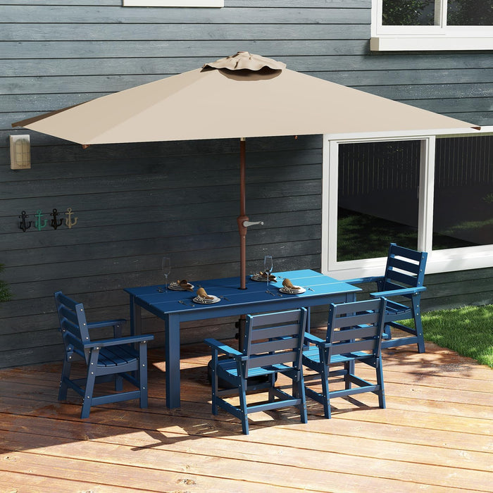 6X10 ft Rectangular Patio Umbrella Tan Weatherproof
