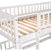 Twin Low Bunk Bed with Openable Fence and Slide, White
