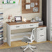 61" Farmhouse Computer Desk with Storage and File Drawer, Executive Desks with Printer Stand, Rustic Large Home Writing Desk for Home Office.