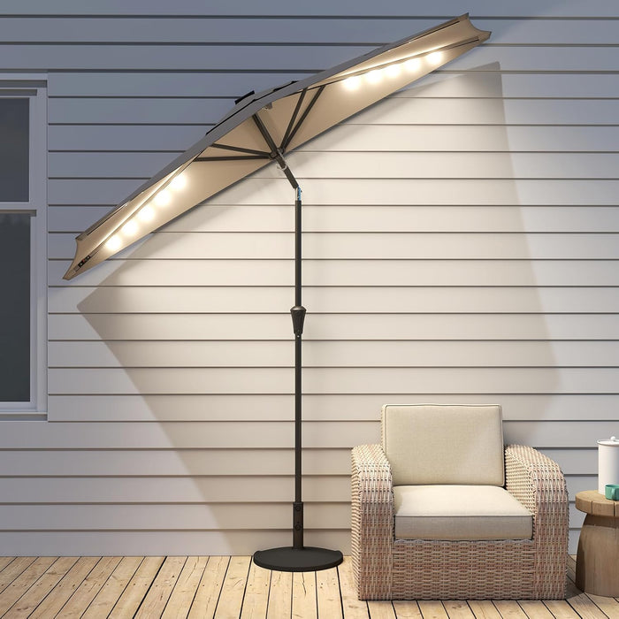 half wall patio umbrella led AECOJOY 10ft Solar Mounted Outdoor Umbrella, Rectangular Large Offset Cantilever Umbrellas with 180 Rotation Sun Canopy for Deck Pool Garden Backyard, Save Space, Beige : Patio, Lawn Weight Umbrella Base Included 10 Feet Solar Offset Hanging