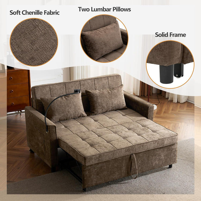 PremiumGradeUltra Chenille Sleeper Sofa With USB Ports