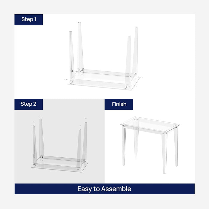 Small Acrylic Computer Desk, 35.4 Inch, Clear Study Desk for Home Office, Writing, Vanity, Modern, Easy Assembly, 19.7" W X 29.5" H, Right-Angle Legs Design
