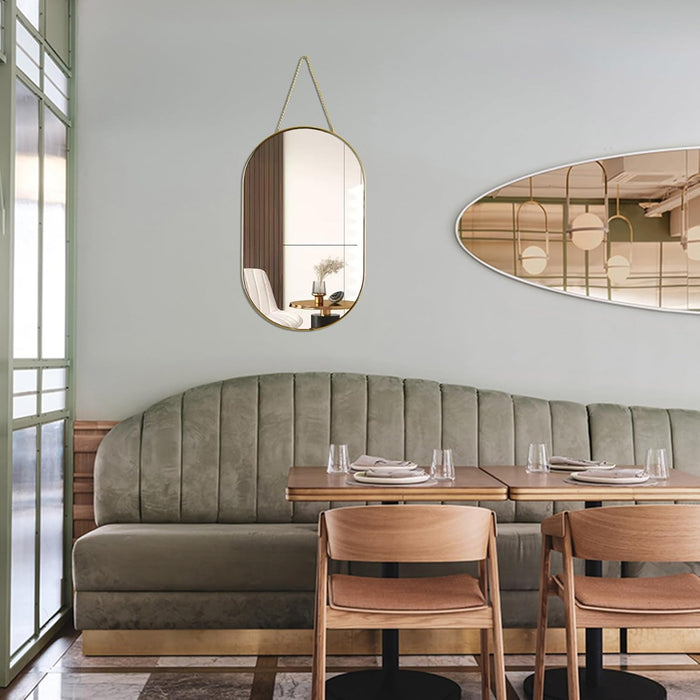 Gleaming Gold Oval Wall Mirror 16x9.2 Architectural