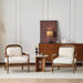 MidCenturyBeigeUpholstered Club Chair Set 2 Open Back