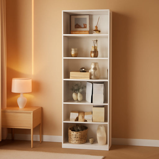 6-Tier Open Bookcase and Bookshelf, Freestanding Display Storage Shelves Tall Bookcase for Bedroom, Living Room and Office, White