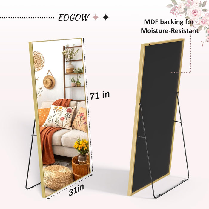 71" X 31" Full Body Mirror,Tempered Glass Shatterproof Full Length Mirror with Stand, Hanging, Wall Mounted Leaning for Bedroom Living Room Entryway