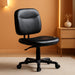 Armless Office Chair Ergonomic Desk Chair Low Back PU Leather Adjustable Swivel Chair Computer Task Chair, Black