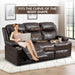 Reclining Sofa - 3 Seater Manual Recliner with Massage and Heat, Cup Holders, Loveseat Recliner Couch for Living Room(Brown)