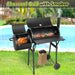 Outdoor Charcoal Grill with Cover, Large Barrel BBQ Grill with Offset Smoker, Great for Camping Patio Backyard Garden Party Picnic Beach, Large 420.SQ.IN Cooking Area, 2 Screwdrivers - Black