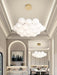 Modern Bubble Chandelier Lighting 19-Light Mid-Century White Glass Globe Chandeliers Cluster Pendant Light Gold Finish Hanging Lamp for Bedroom Living Room