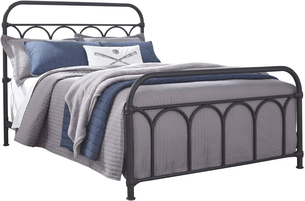 Signature Design by Ashley Nashburg Industrial Farmhouse Metal Bed, Full, Matte Black