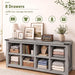 59" Wide Dresser for Bedroom with 8 Drawers, Farmhouse Wood Grey