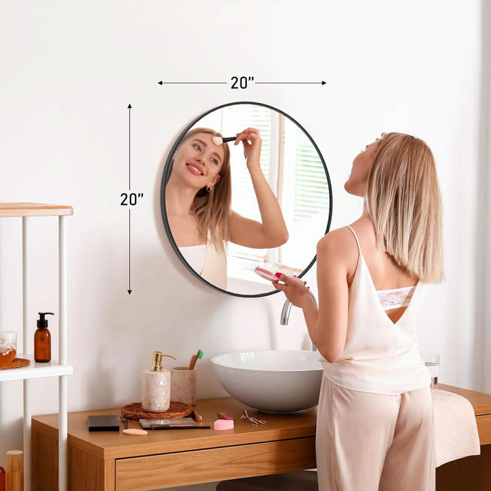 20In round Bathroom Mirrors for Wall, Bathroom Mirrors for over Sink, Wall Decor for Bathroom, Entryway, Bedroom, Vanity, Classical Black
