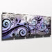 Purple Metal Wall Art Panels Silver Wall Art Modern Abstract Art Work Black Blue Home Decor Painting "Whispering Wind" by Brian Jones