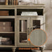 Buffet Cabinet with 4 Glass Doors, Large Coffee Bar Tables Wood Kitchen Storage Cabinets with 9 Storages, Modern Farmhouse Sideboard Credenza, Wash Gray, 70 Inch