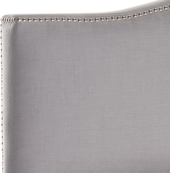 Jeneve Arctic Grey Upholstered Headboard - Silver Nailhead (King)