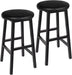Bar Stools Set, 24 Inch PU Upholstered Height Stools with Footrest, Easy to Assemble, for Restaurant, Kitchen, Bar Counter, Party Room, Black BB06BY01