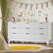 63" Long Dresser for Bedroom, 9-Drawer Fluted Dresser, Extra-Wide Wood Chest of Drawers with Smooth Metal Slides, Stable Base, Modern Clothes Storage Cabinet for Living Room, Hallway, Nursery