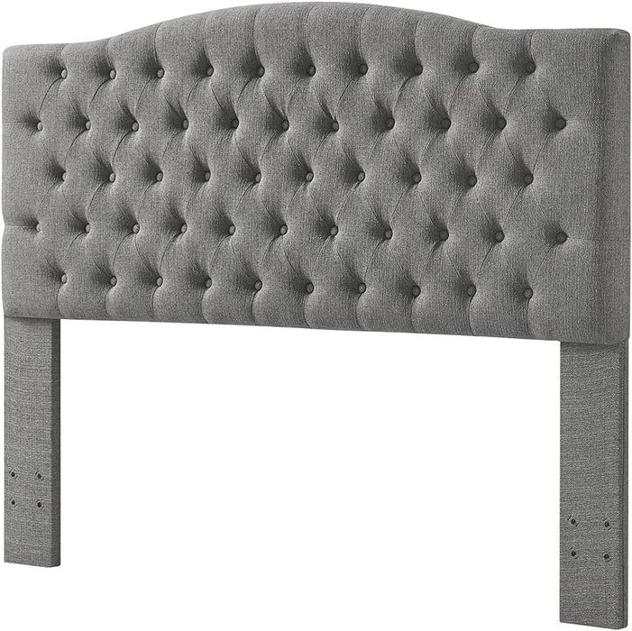 Linen Upholstered Tufted Button Queen Headboard and Comfortable Fashional Padded Queen/Full Size Headboard - Granite