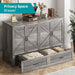 Grey QueenSize MurphyBed With Mattress USBCharging