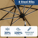 9FT Patio Umbrella 8 Sturdy Ribs Outdoor Table Umbrella, Tan