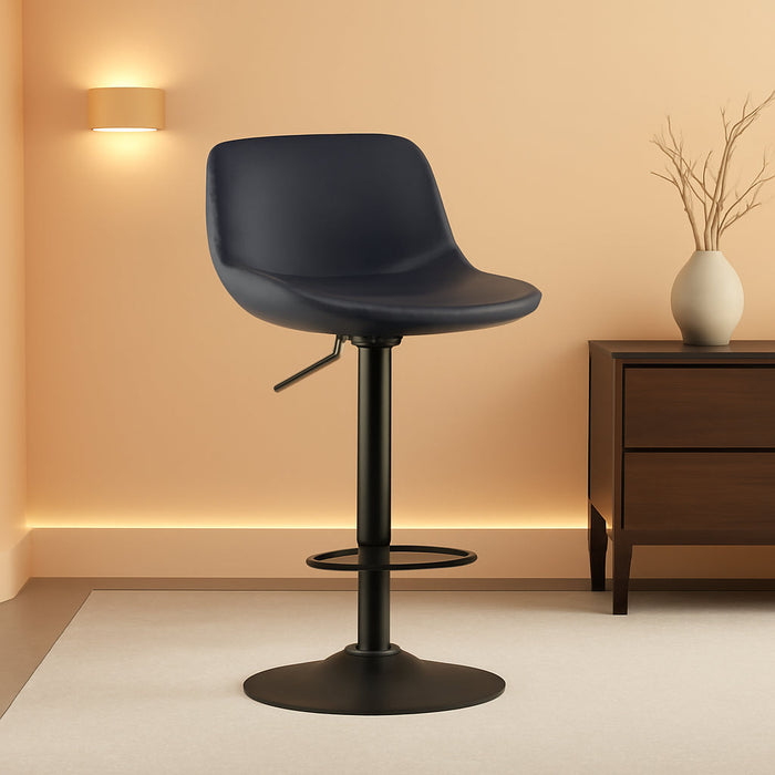 Adjustable Bar Stools Set of 2, Mid Century Modern Swivel Bar Stools, Industrial Bar Height Stools with Back Support Counter Height Bar Chairs Pu Leather Bar Stool for Kitchen Island Rustic Barstools