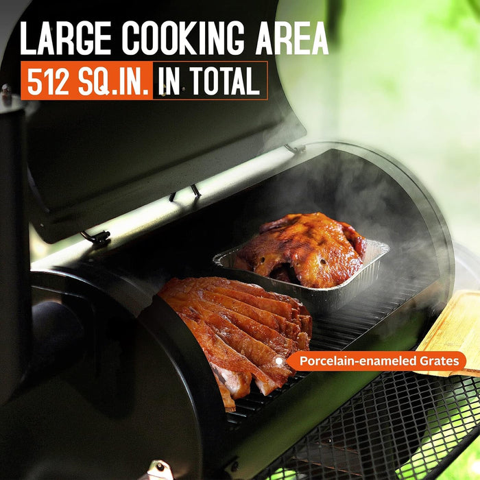 Charcoal Grill with Offset Smoker, 512 Square Inches Outdoor BBQ Grill Offset Charcoal Smoker for Patio, Garden, Picnics, Camping, Backyard Cooking, Black