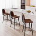 24-Inch Leather Bar Stools Set of 3 with High Backrest, Dark Brown