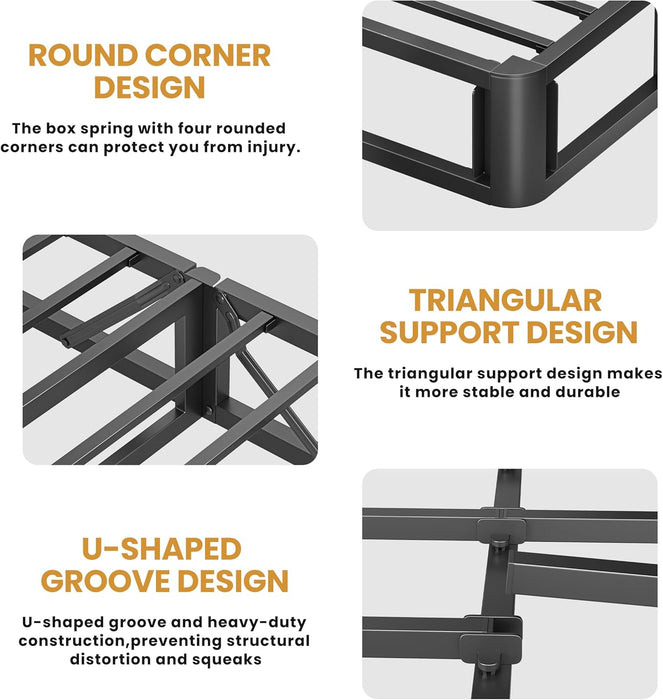 Box Springs King Size 10 Inch, High Profile King Box Spring 3500 Lbs Black Heavy Duty Metal Mattress Foundation with Easy Clean Fabric Cover, Easy Assembly