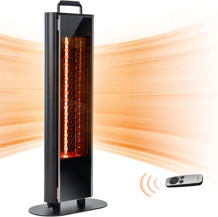 1500W Patio Heater, Table Side Portable Electric Heater with Double-Sided Heating & 3 Heating Levels, IP65 Waterproof Outdoor Heater with Remote, and Protection from Tip-Over & Overheating